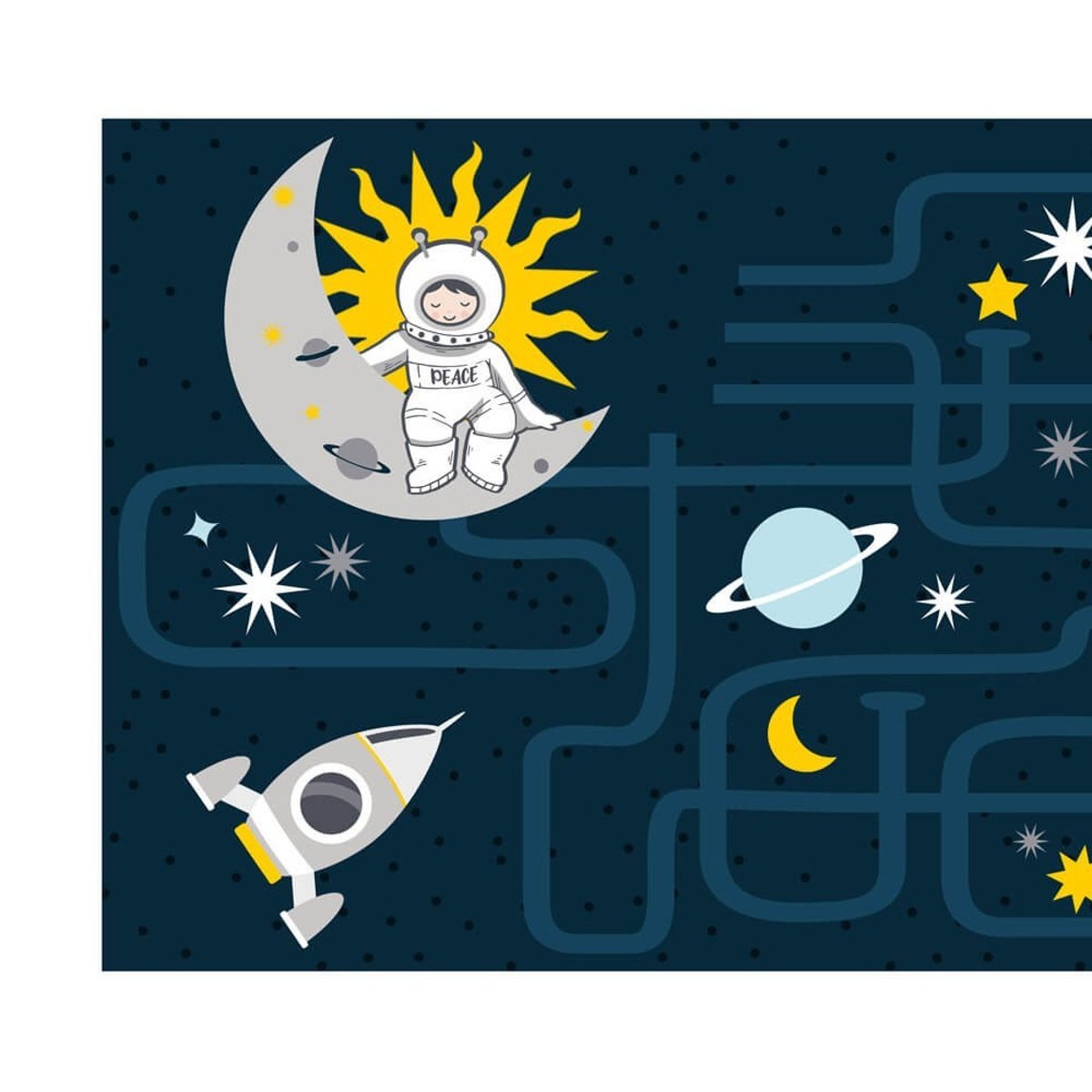 Tapis rectangle 60x120 Petit Astronaute bleu, DECORATIE