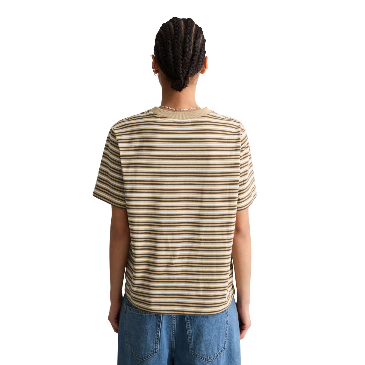 T-shirt à rayures relaxed en jersey simple de coton beige, MARC O’POLO DENIM
