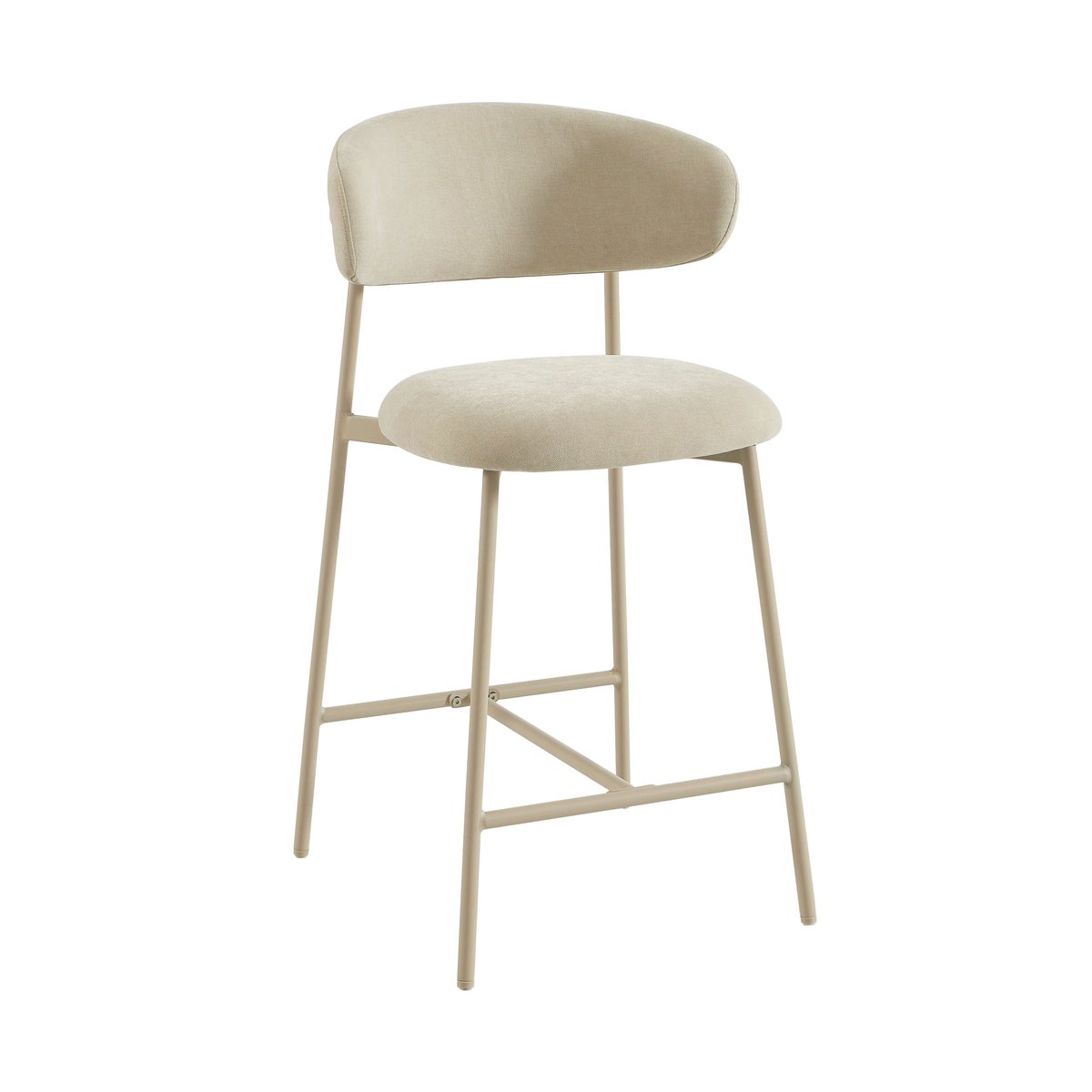 Tabourets tissu, pied métal (lot de 2) GALLY beige, BAÏTA