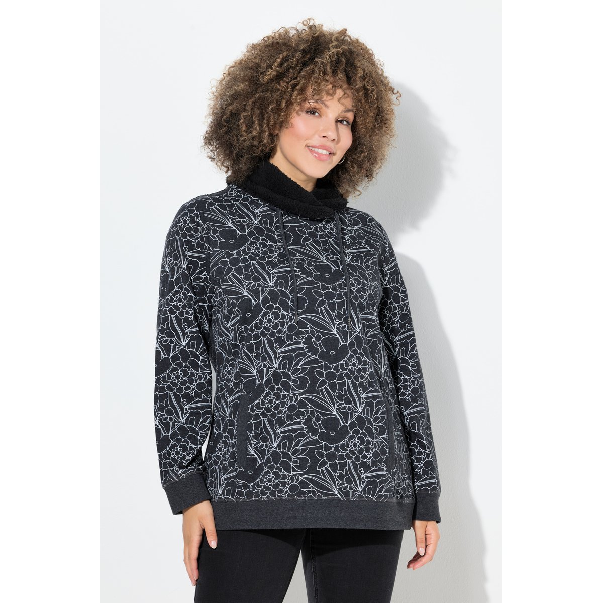 Sweat-shirt imprimé noir, ULLA POPKEN