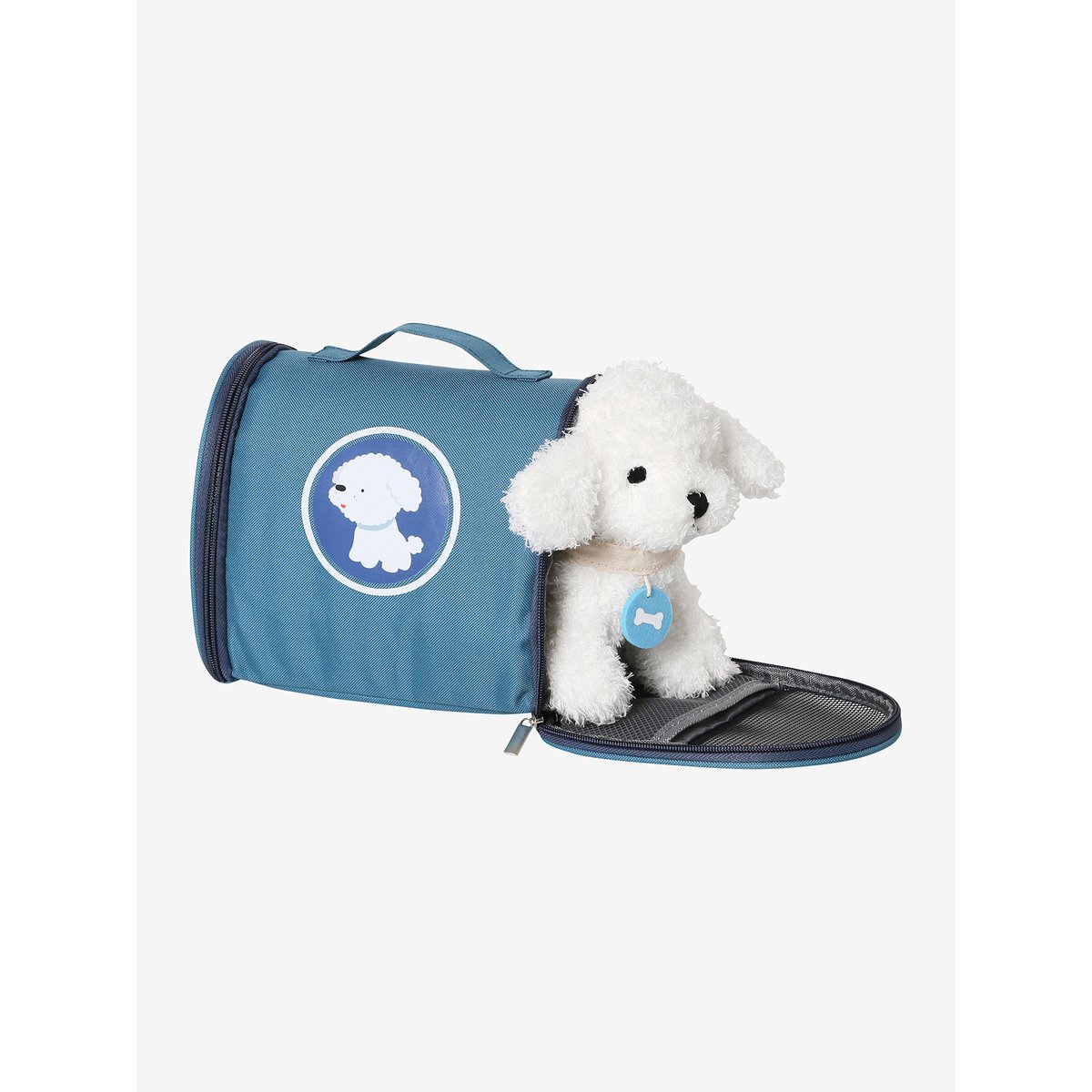 Peluche animal de compagnie + accessoires en bois FSC® bleu, VERTBAUDET
