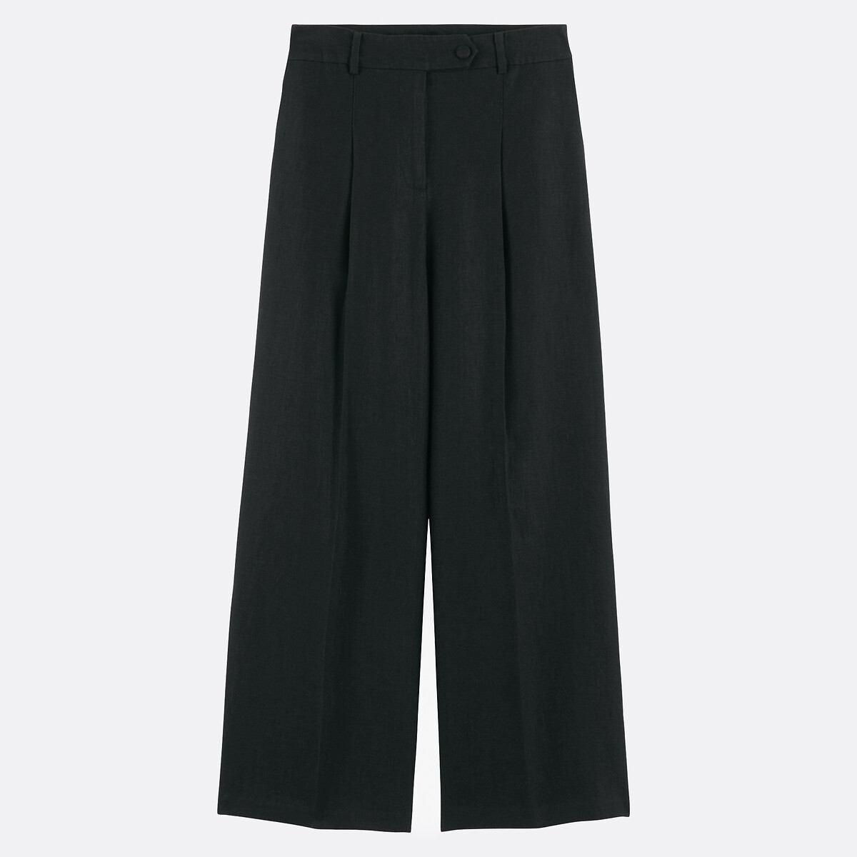 Pantalon large à pinces en lin noir, LA REDOUTE COLLECTIONS