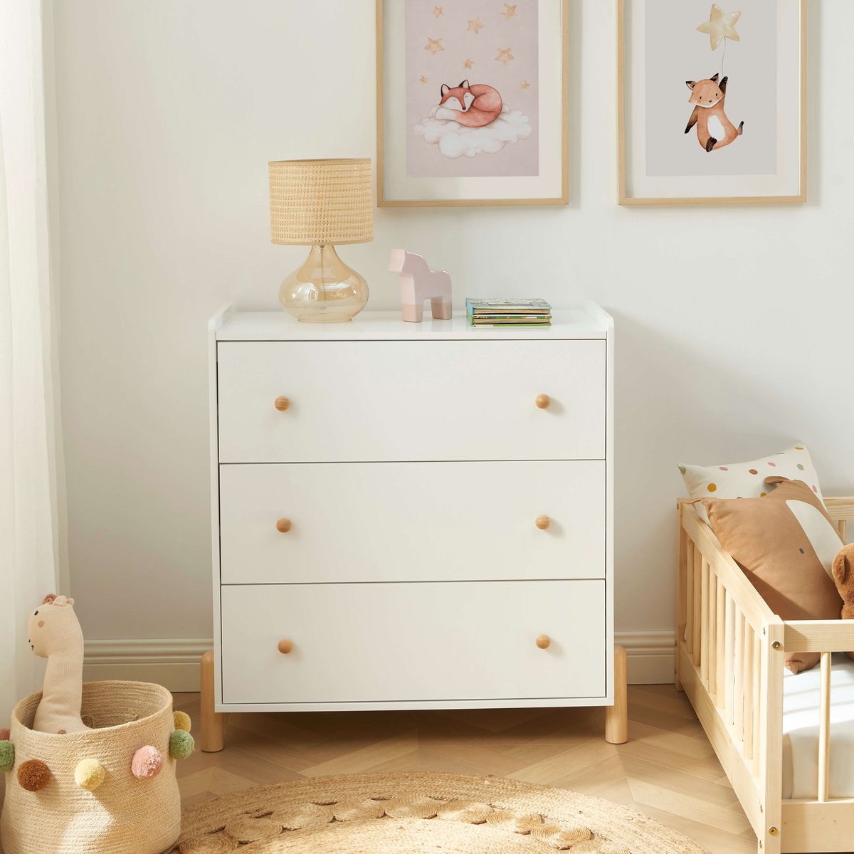Commode enfant 3 tiroirs MONA blanc, BAÏTA