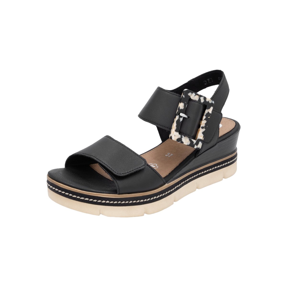 Sandales Compensées Cuir Artigo noir, REMONTE