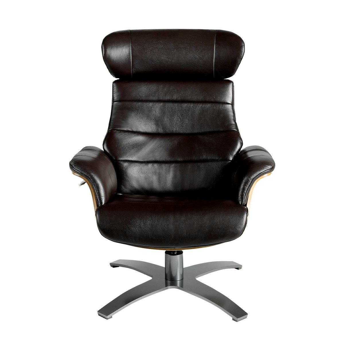 Fauteuil pivotant en cuir brun | gris anthracite, ANGEL CERDA