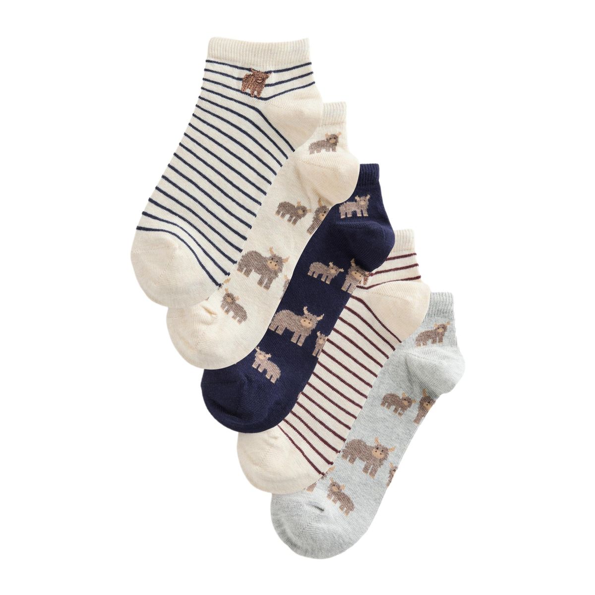 Chaussettes de sport à motif hamish, 5 paires marine/avoine, NEXT