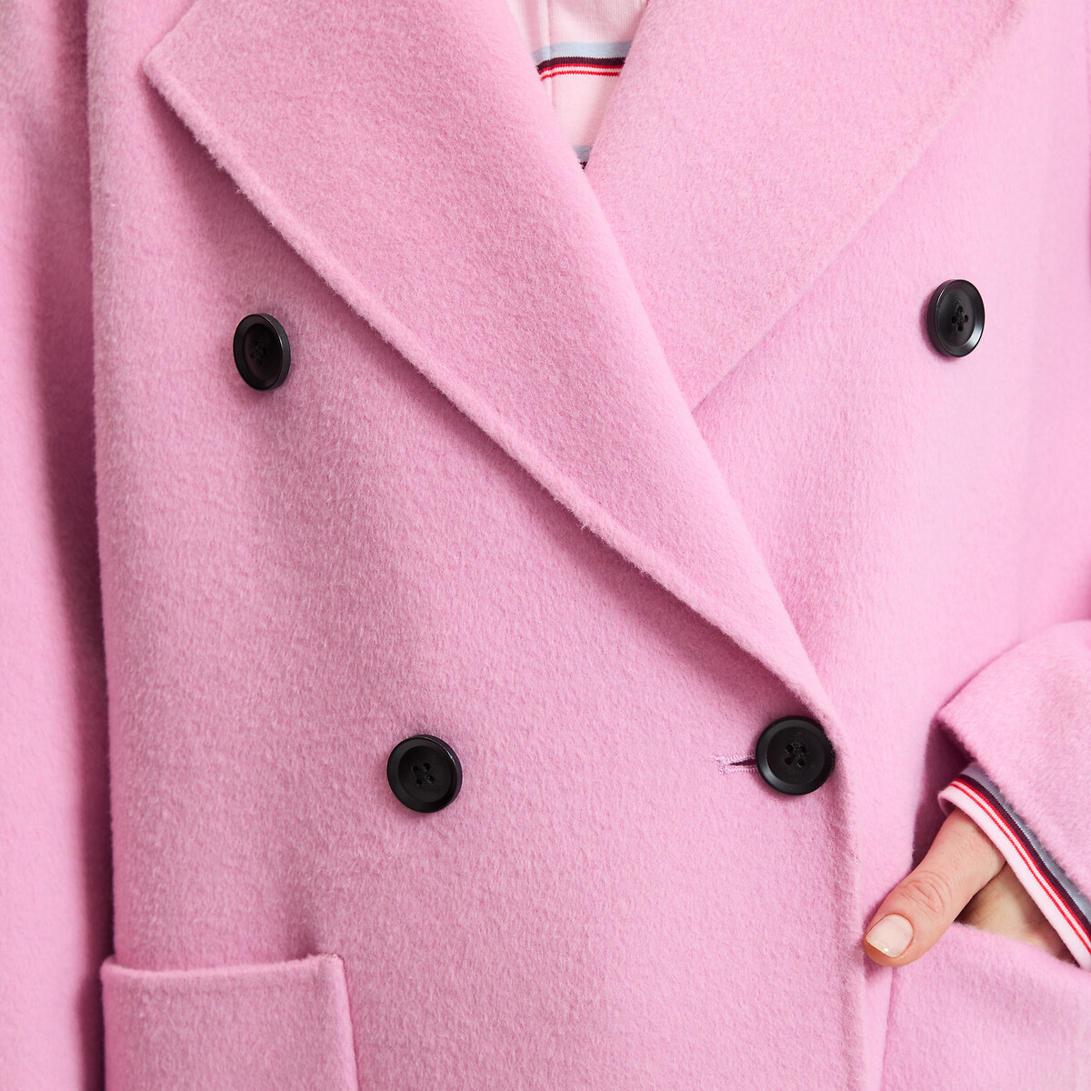 Oversize-Mantel aus Wollmischung, Signature MARTIAL rosa, LA REDOUTE COLLECTIONS