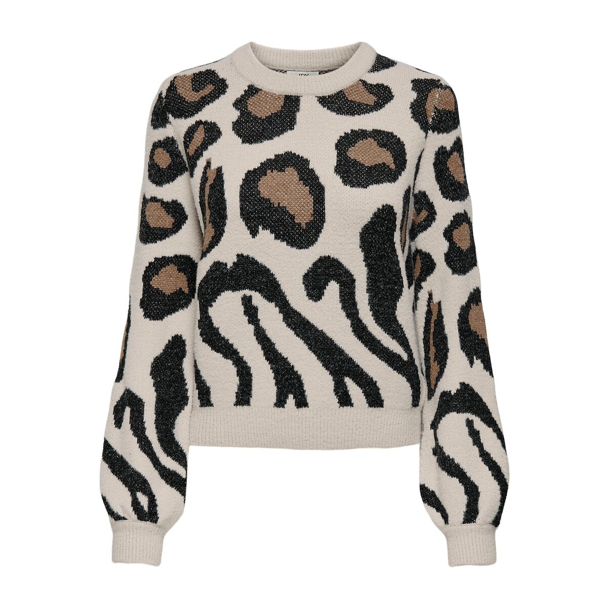 Pull col rond imprimé léopard, JDY