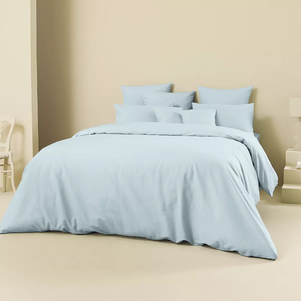 Housse de couette lin & coton LE METIS FRANCAIS aqua, GARNIER THIEBAUT