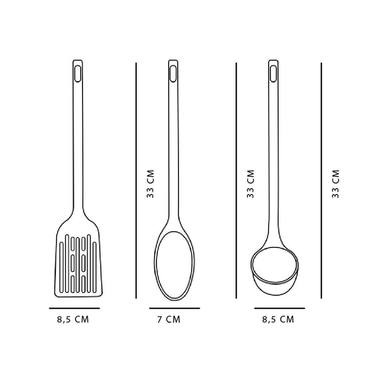 Lot de 3 ustensiles de cuisine KITCHEN blanc, UTILITY