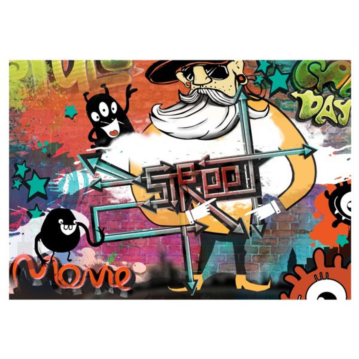 Papier peint intissé panoramique Street art Street movie multicouleur, EDEN