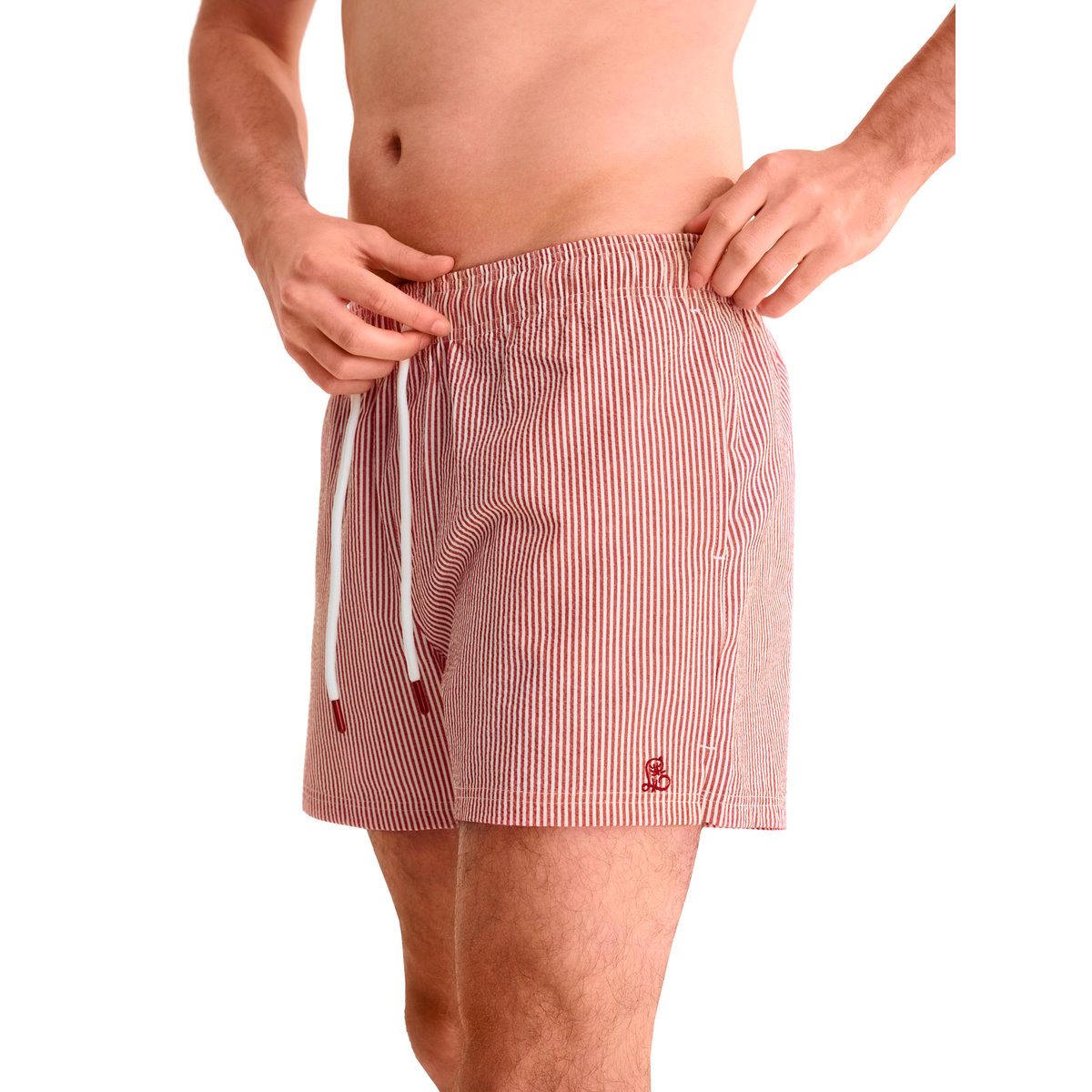 Short de bain à rayures Men Swimwear rouge, LISCA