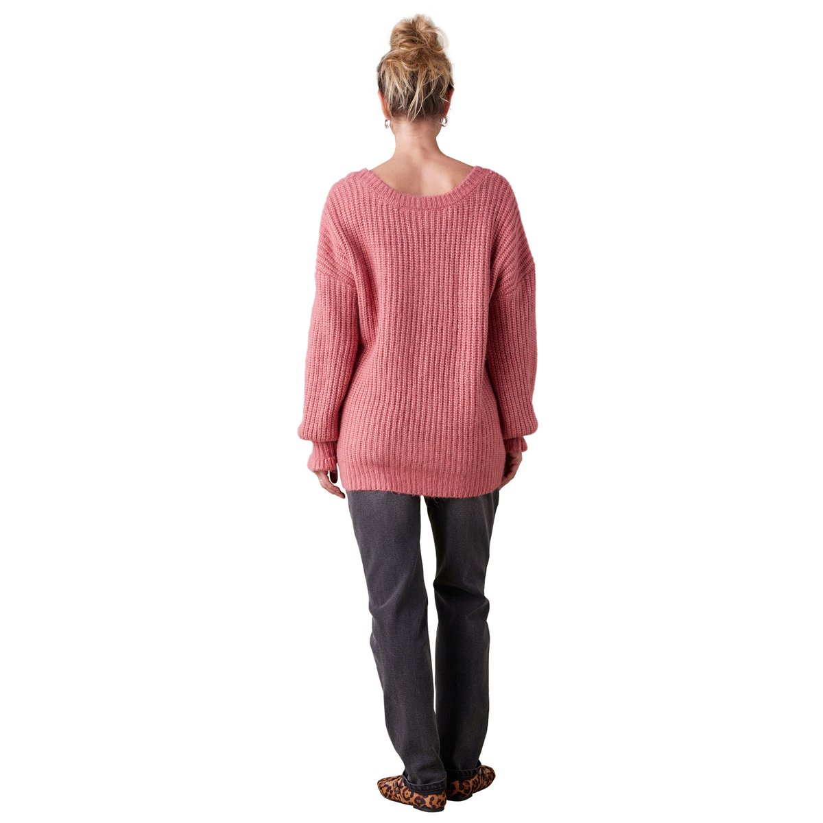 Pull allaitement devant/dos en maille perlée bois de rose, ENVIE DE FRAISE