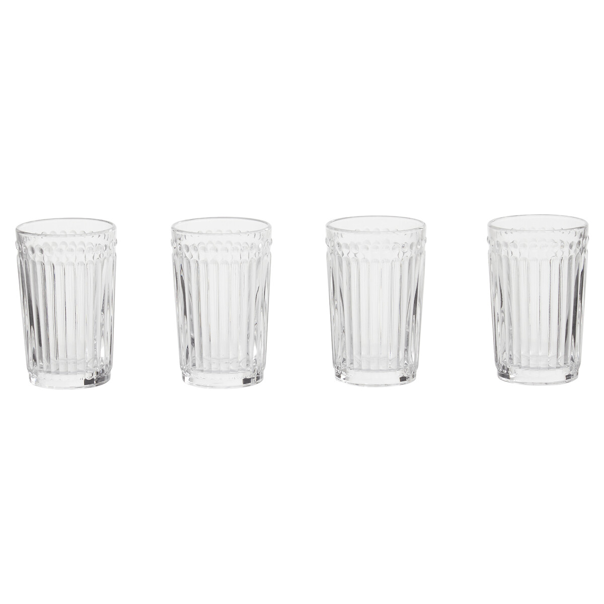Set of 4 Fluted Embossed Tumbler Glasses transparent, SO'HOME