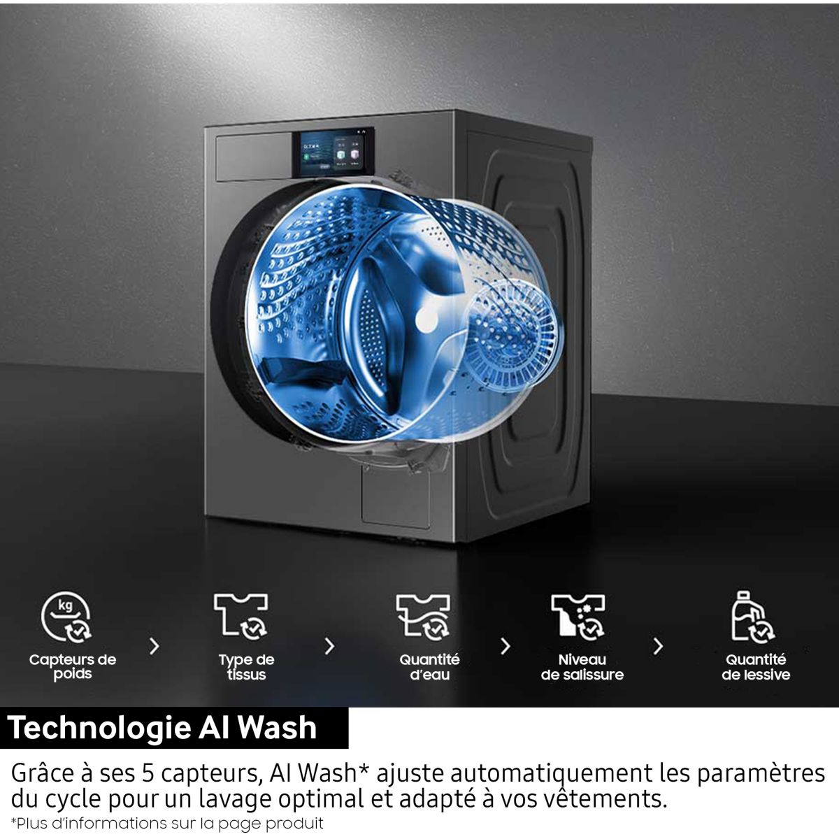 Lave linge hublot WF90H09C4ST2 couleur unique, SAMSUNG