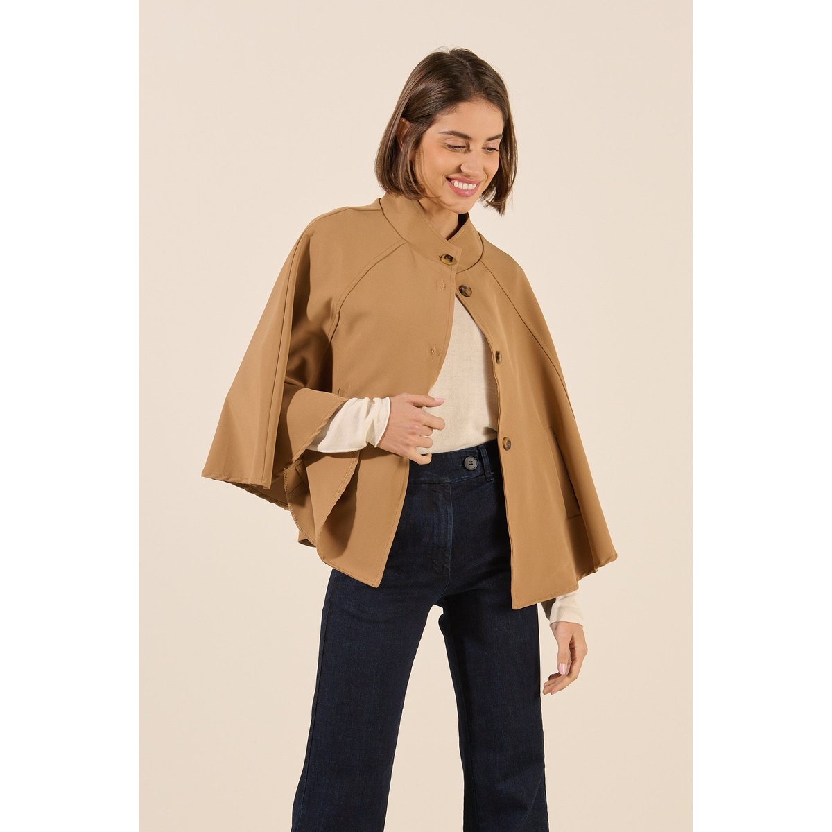 Veste cape MANDY brun camel, BENOA