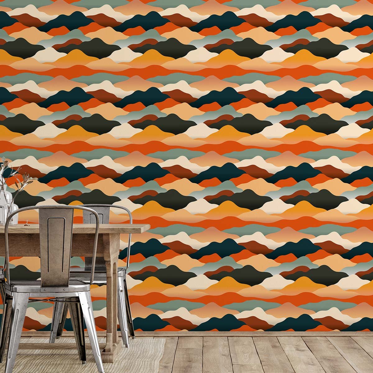 Papier peint panoramique, vintage cloudy orange, HEXOA