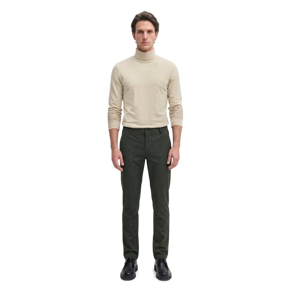 Chino modèle Stig, coupe jogger en mélange élastique de coton bio et de viscose noir, MARC O'POLO