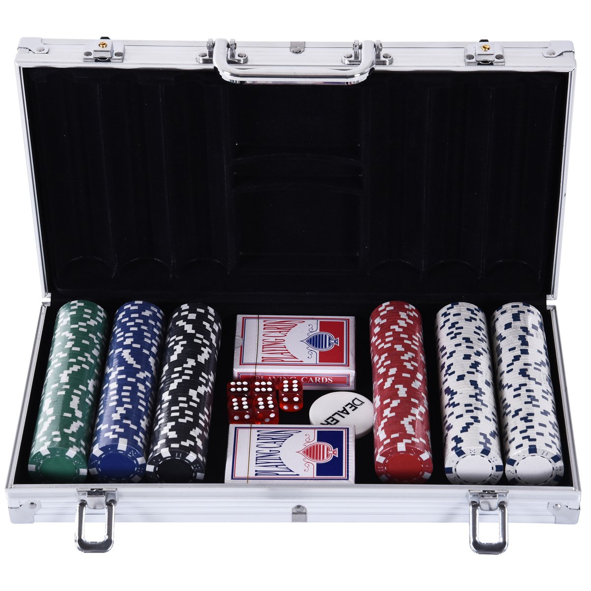 Jeu de jetons de poker Aluminium Argent argent, noir, blanc, rouge, bleu, vert, HOMCOM