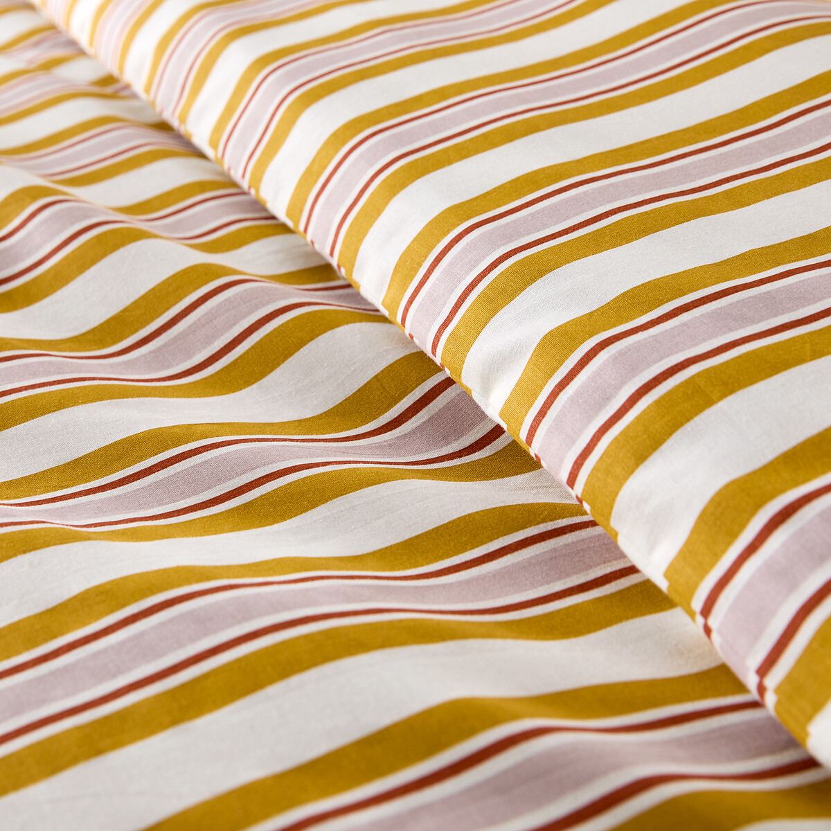 Dairis 30% Recycled Cotton Duvet Cover Set with Rectangular Pillowcase yellow/mauve, LA REDOUTE INTERIEURS