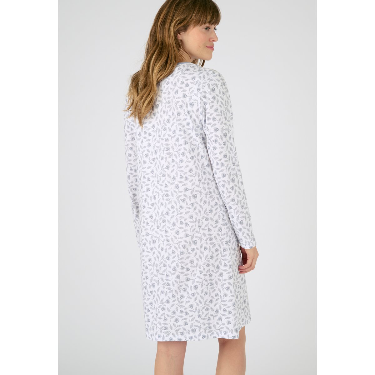 Chemise de nuit maille jersey pur coton imp. bleu, DAMART