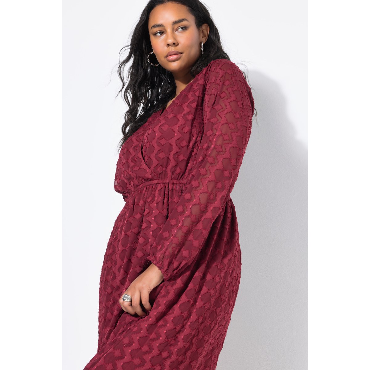 Robe midi coupe trapèze rouge vin, STUDIO UNTOLD