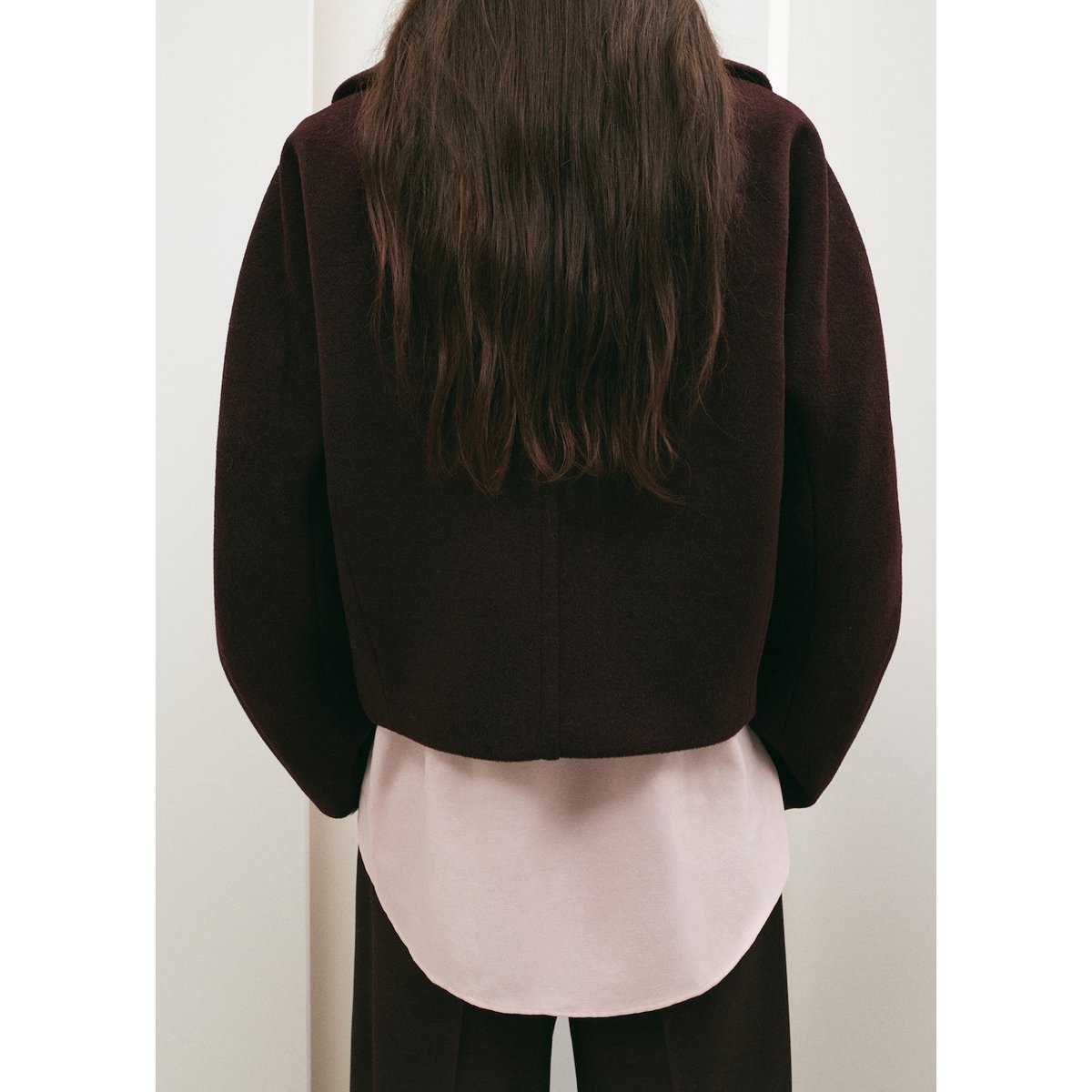 Veste laine col classique grenat, MANGO
