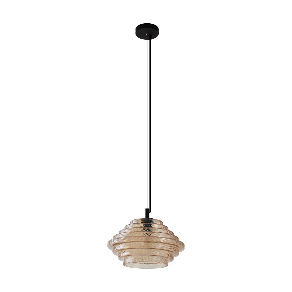 Suspension en verre moderne, Orliana ambre, noir, LINDBY