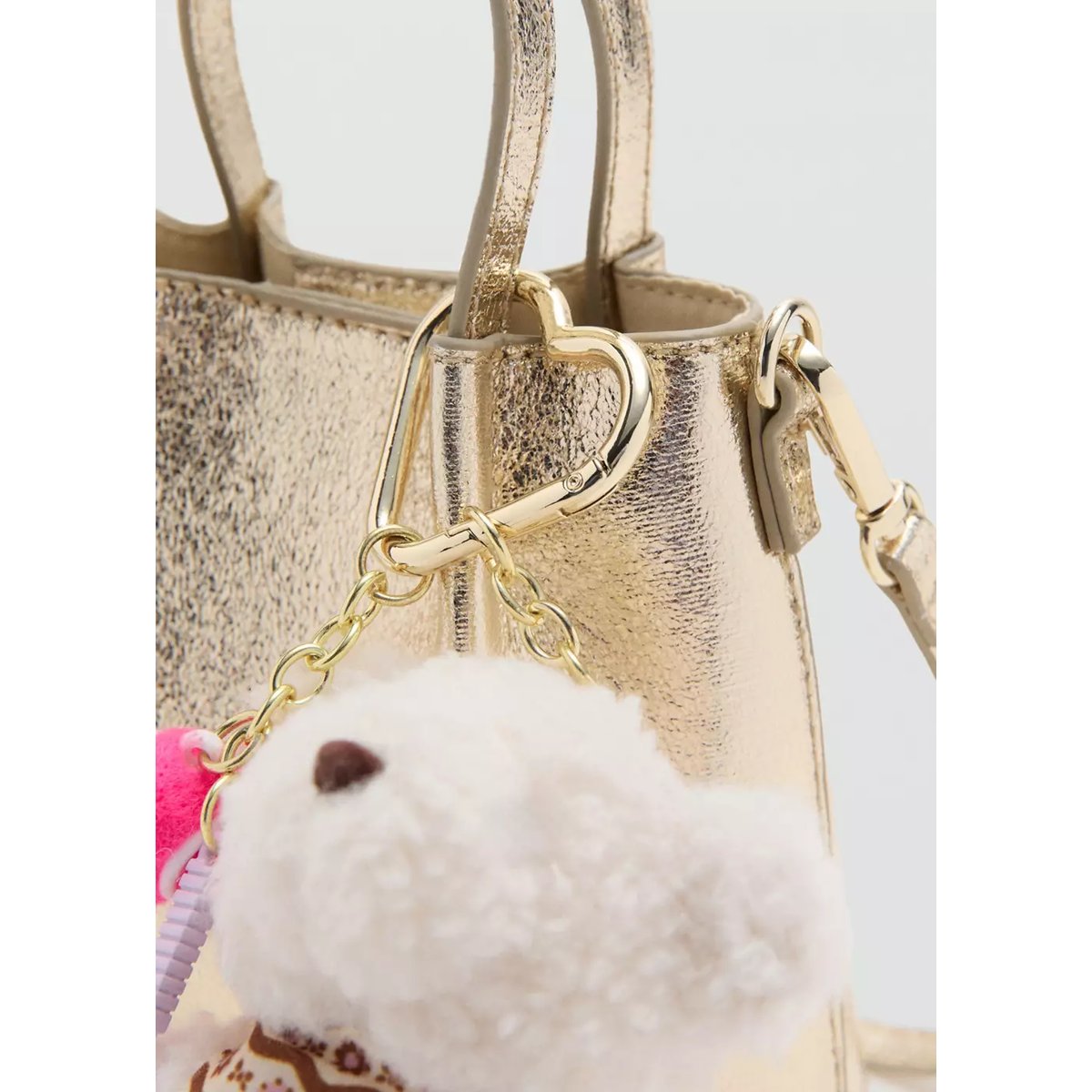Sac métallisé avec breloque ours or, MANGO KIDS