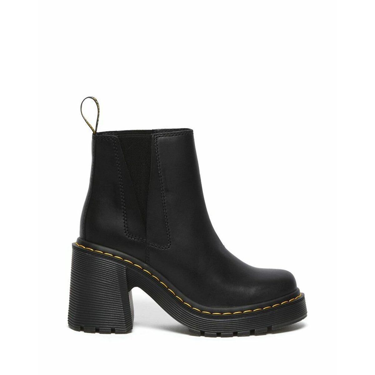 Boots à talon Spence en cuir sendal noir, DR. MARTENS