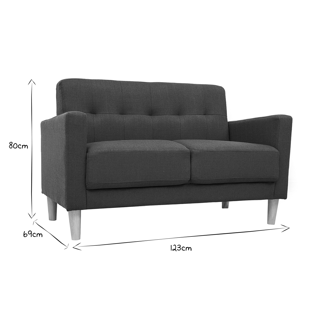 Canapé scandinave 2 places MOON bleu canard, MILIBOO