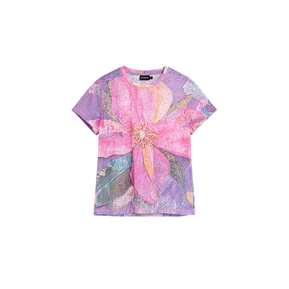 T-shirt imprimé à fleurs rouge, DESIGUAL