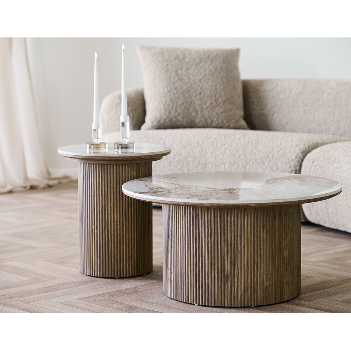 Table basse plateau effet marbre, LYSA bois / blanc, BEST MOBILIER