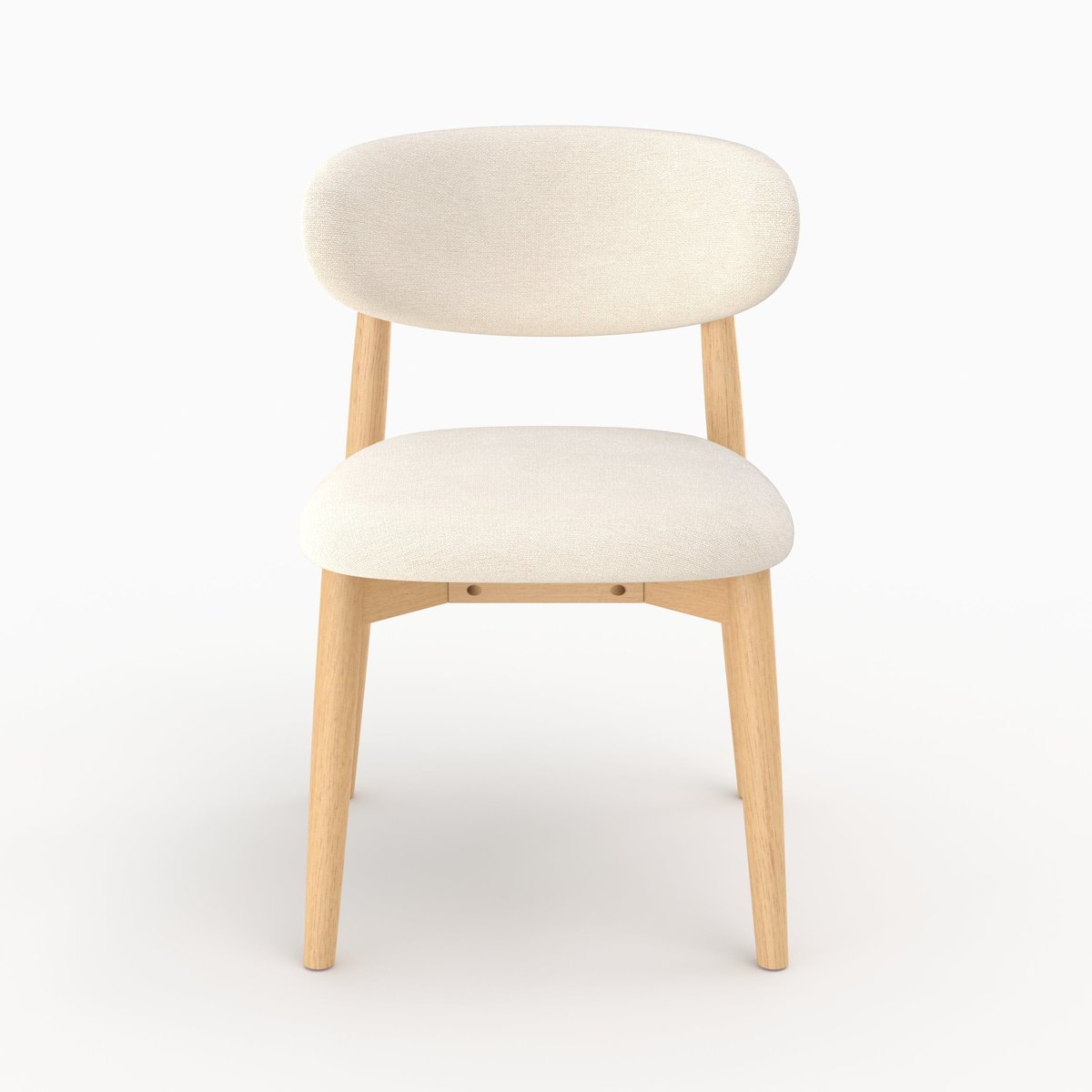 Lot de 2 chaises en tissu et bois d'hévéa - YUNA beige, MAISON PAVANE