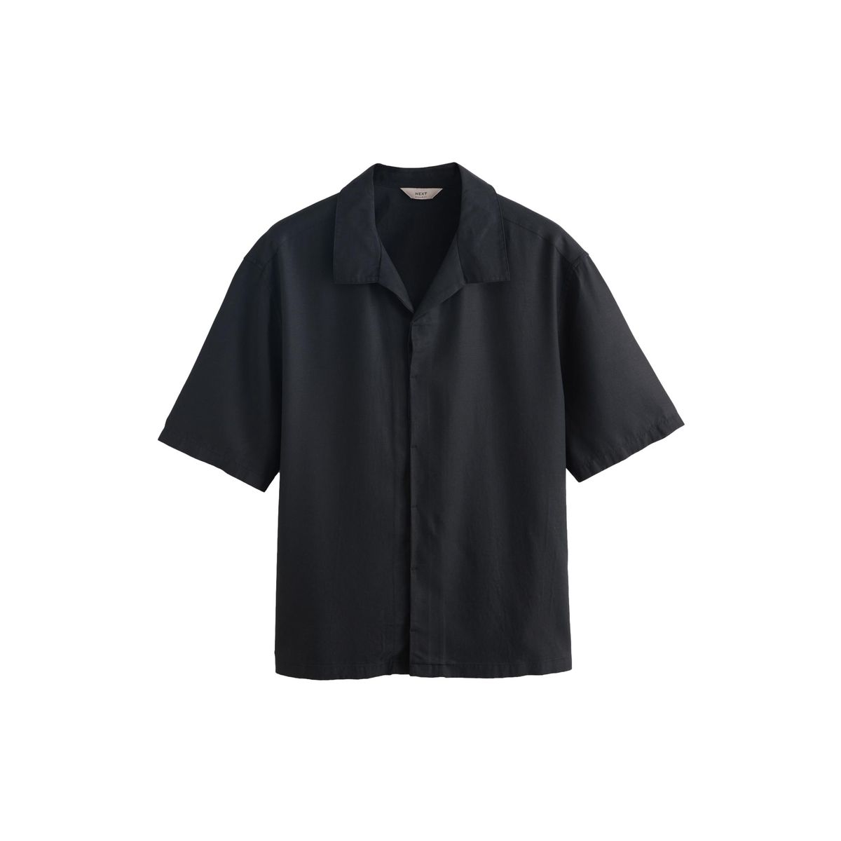 Chemise manches courtes en lyocell mélangé noir, NEXT