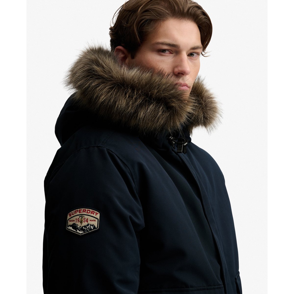 Bomber Everest en imitation fourrure bleu marine éclipse, SUPERDRY
