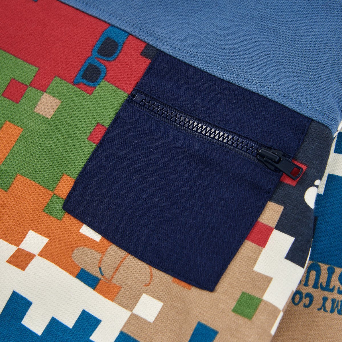 Sweat-shirt en molleton garçon imprimé pixels multicolore, BOBOLI