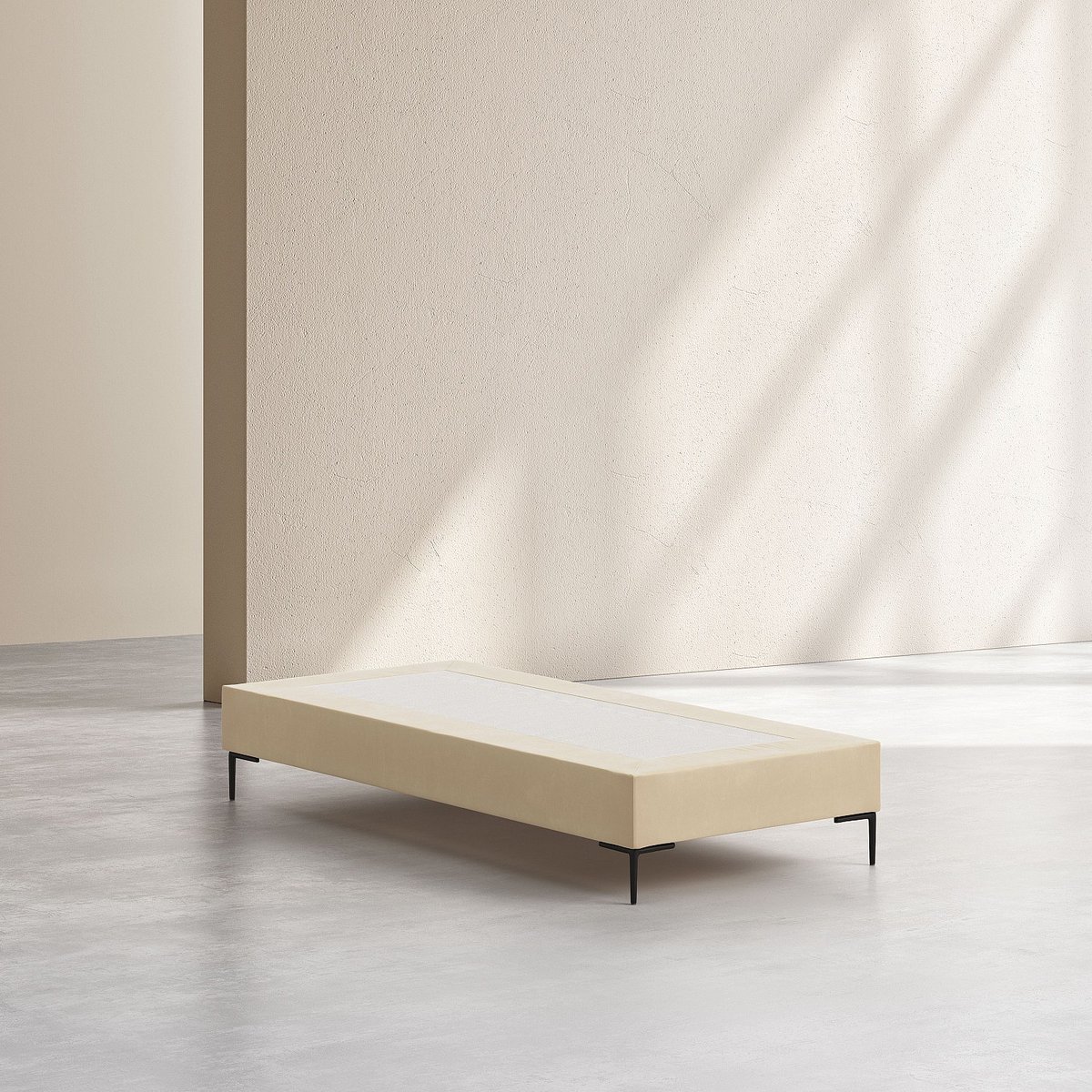 Sommier tapissier tissu NOTA crème, HABITAT