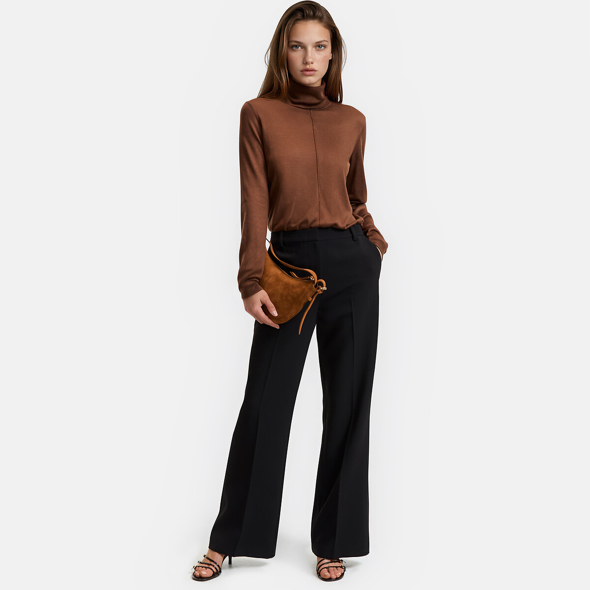 Pantalon flare en polyviscose  noir, LA REDOUTE COLLECTIONS
