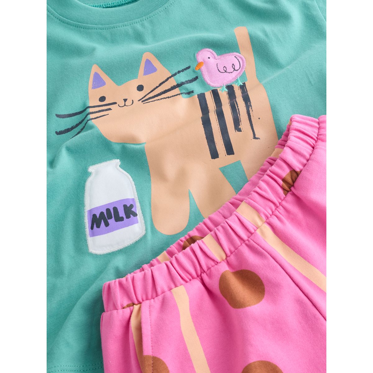 T-shirt manches courtes et pantalon bouffant chat vert, NEXT