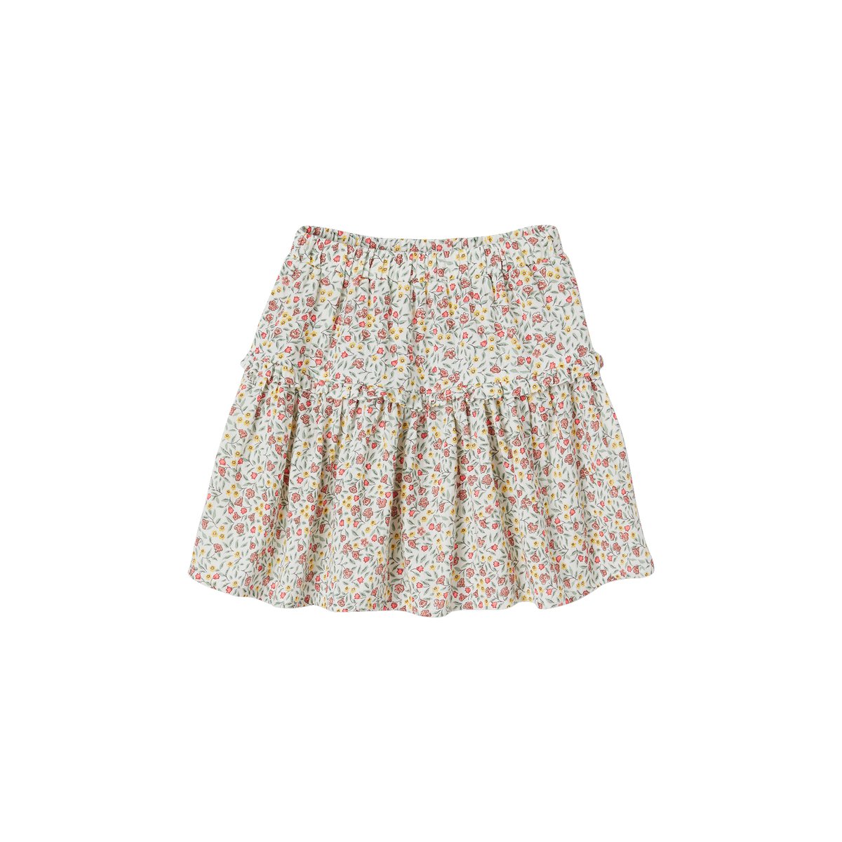 Jupe à fleurs en gaze de coton écru, VERTBAUDET