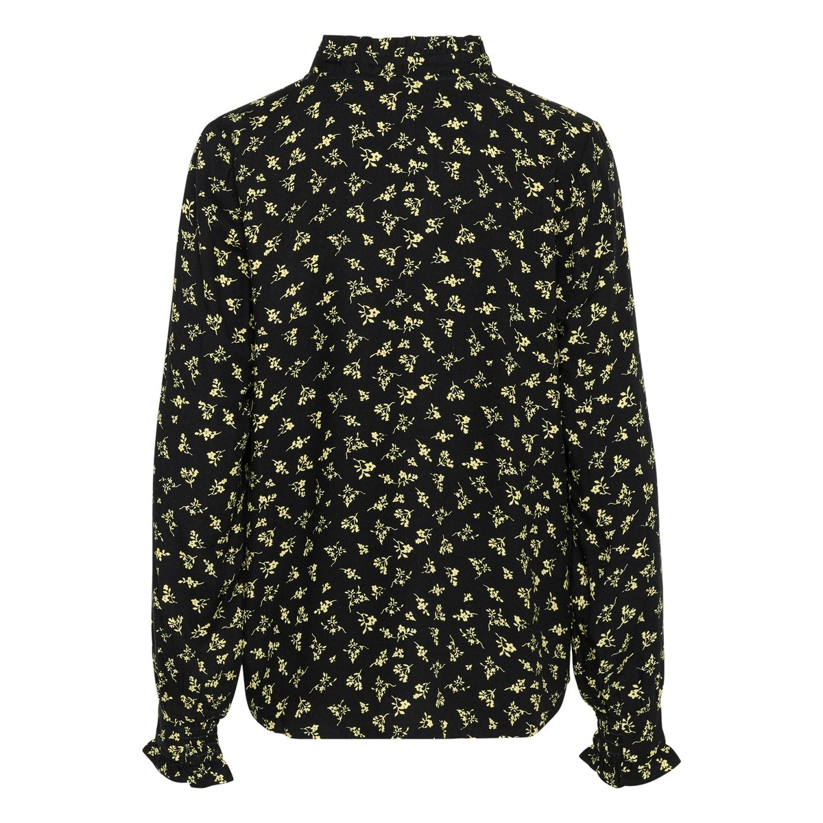 Blouse with long sleeve noir/vert floral black/green lettuce ditzy, KAFFE