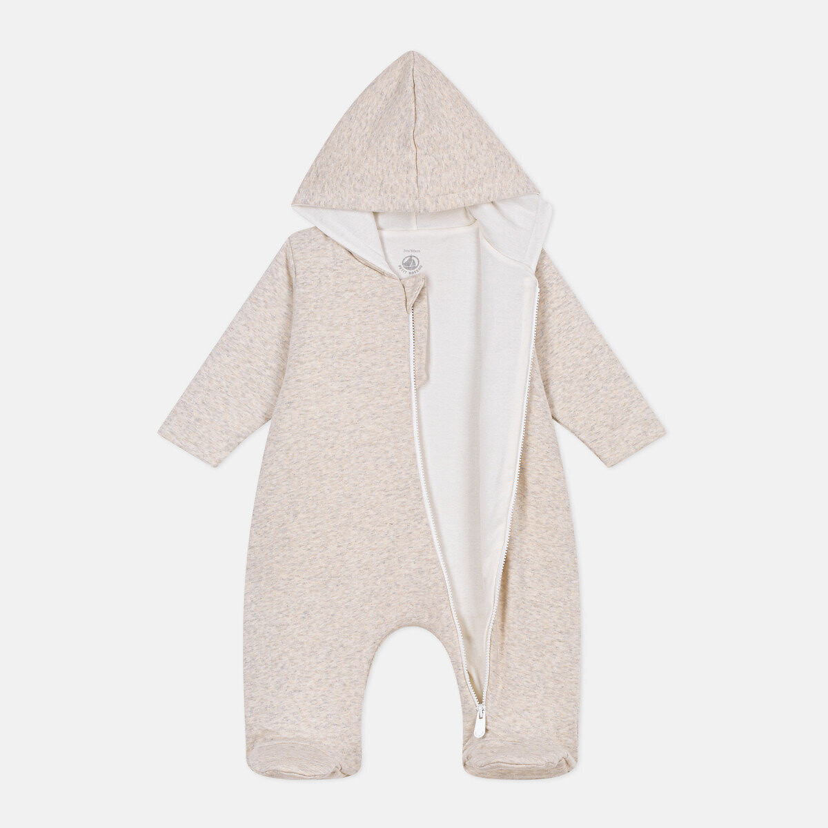 Combinaison ouatinée, à capuche et pieds beige, PETIT BATEAU