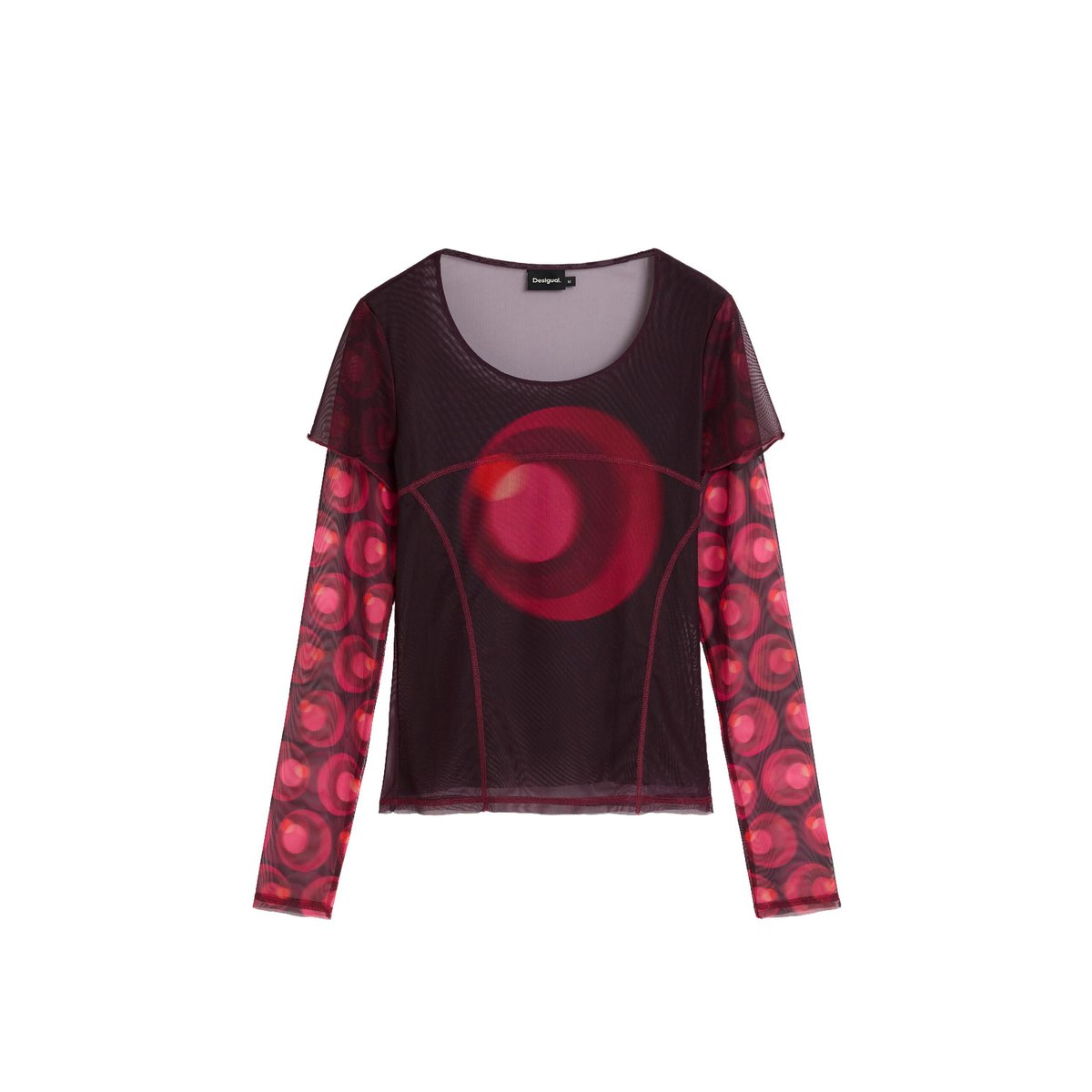 T-shirt imprimé à manches longues rouge, DESIGUAL