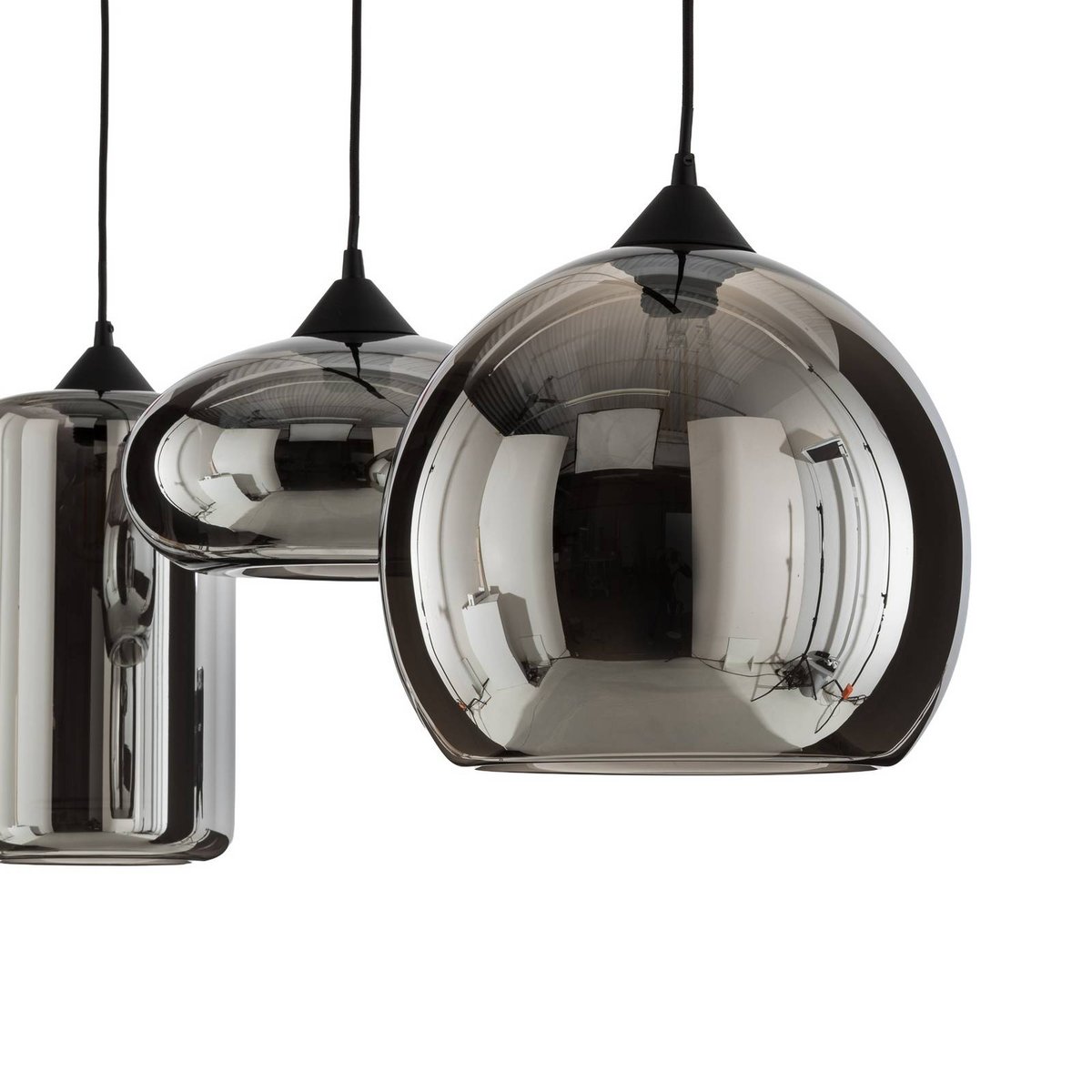 Suspension en métal moderne, Marla gris fumé, LINDBY