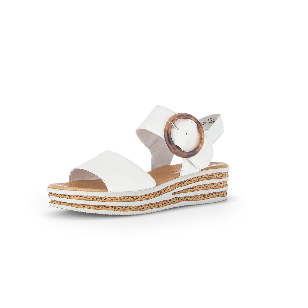 Sandales en cuir à talon compensé ecru, GABOR