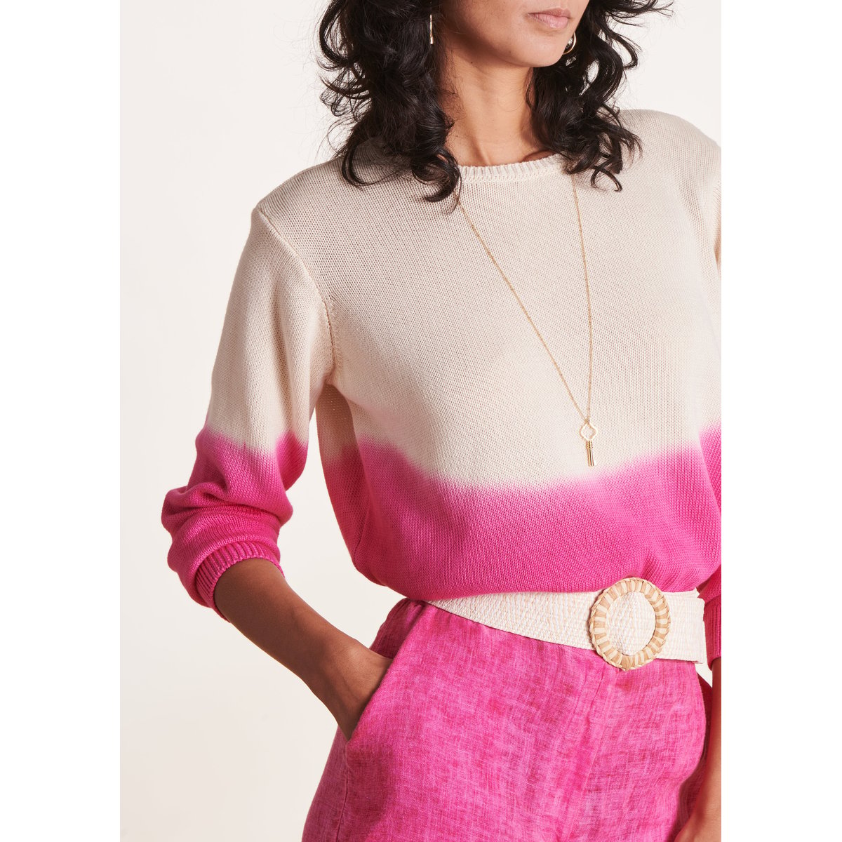 Pull court en coton imprimé dip dye tropical, LA FEE MARABOUTEE