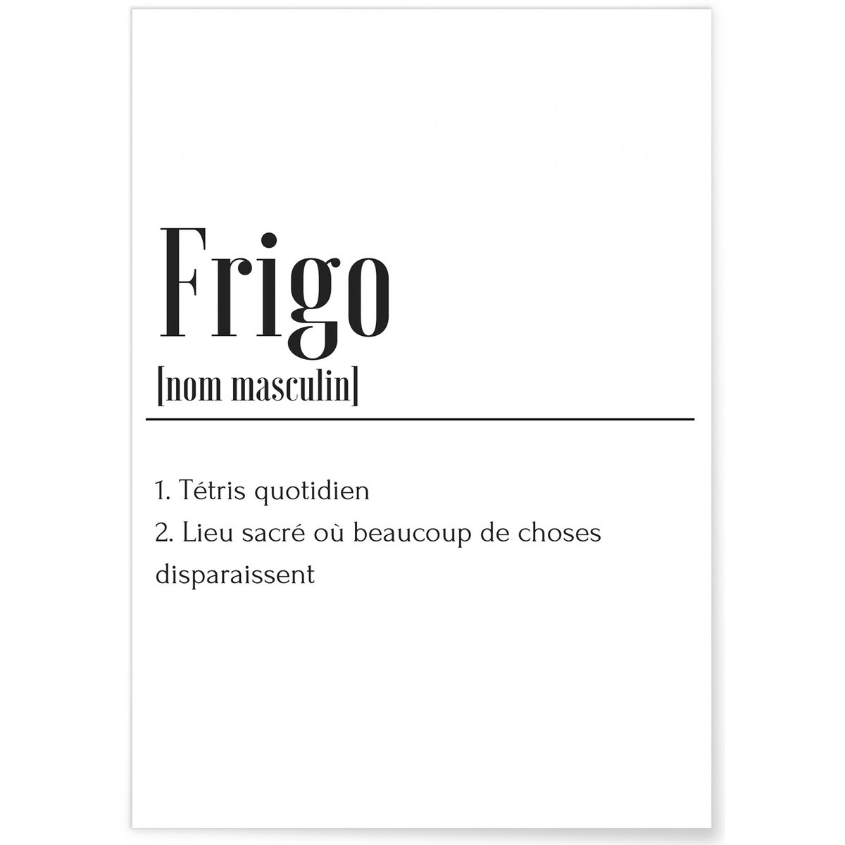 Affiche Définition Frigo blanc, L'AFFICHERIE