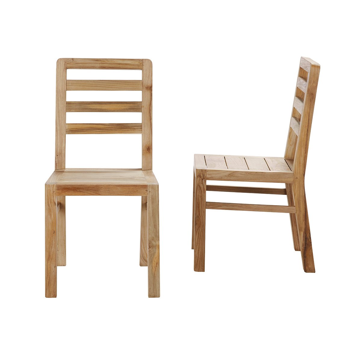 Lot de 2 chaises en bois de teck recyclé CARGO naturel, BERAH GETAH