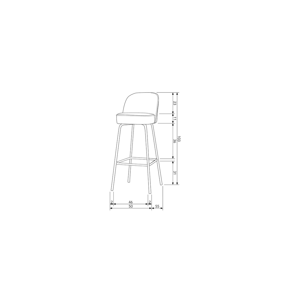 Tabouret de bar en similicuir VOGUE cognac, WOOOD